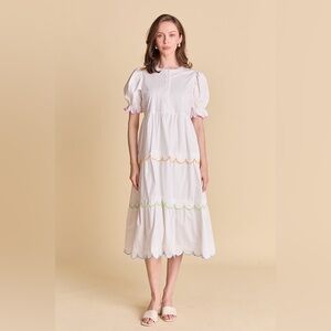 English Factory SCALLOPED EDGE MIDI DRESS | M